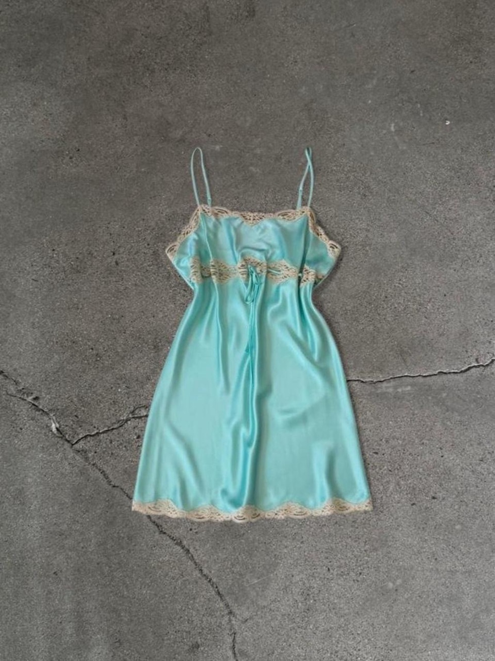 Vintage Victoria's Secret Aqua Satin Slip